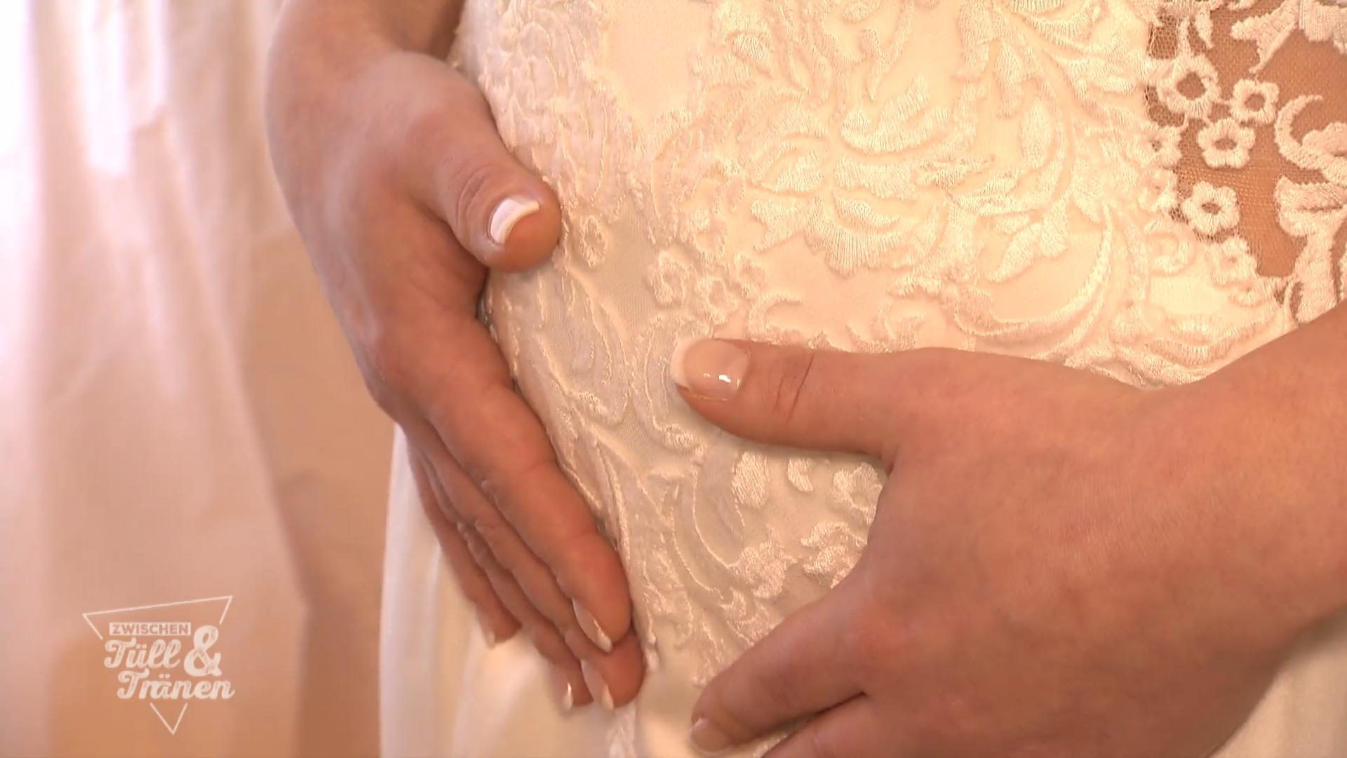 Das Brautkleid soll vor allem den Bauch kaschieren