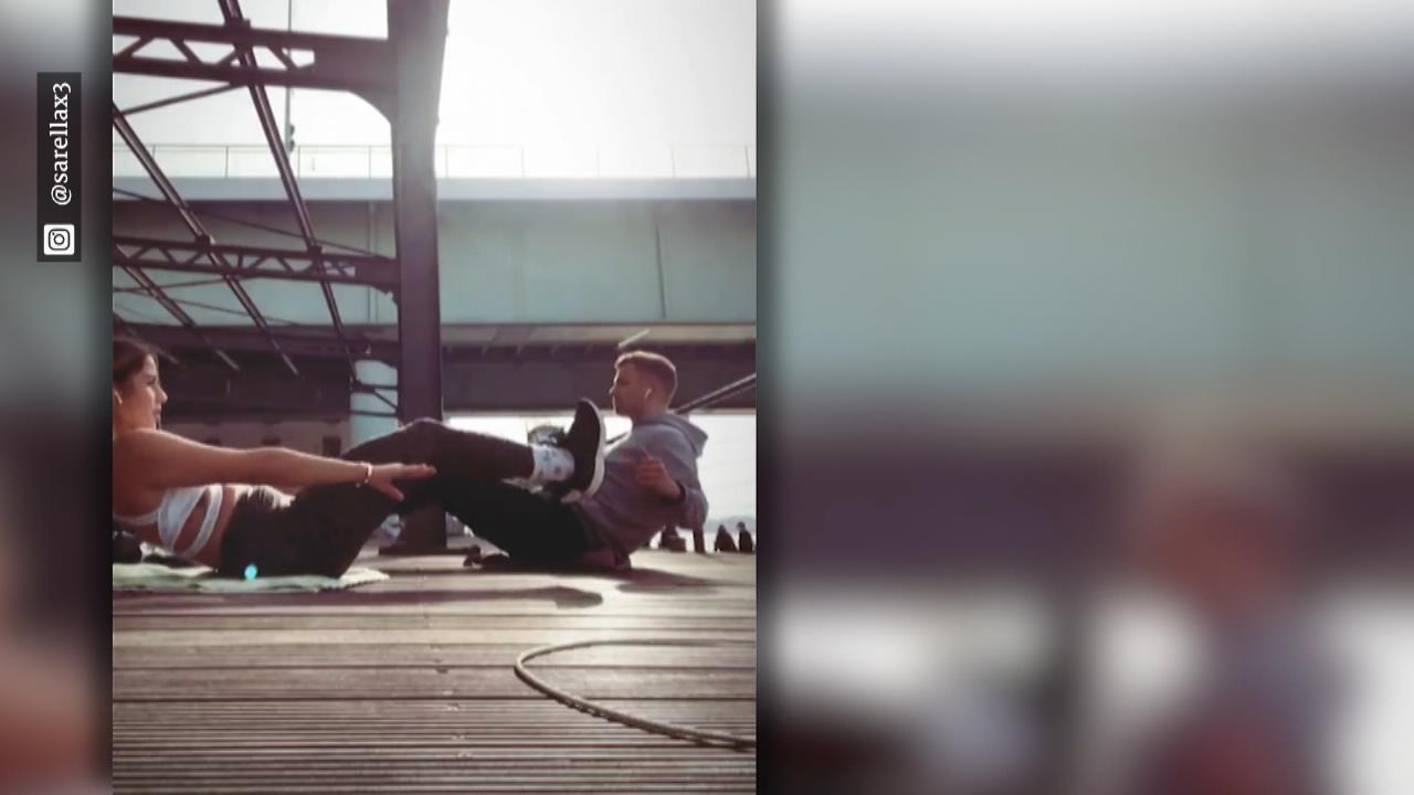 Sarah Lombardis Workout an der Rheinpromenade