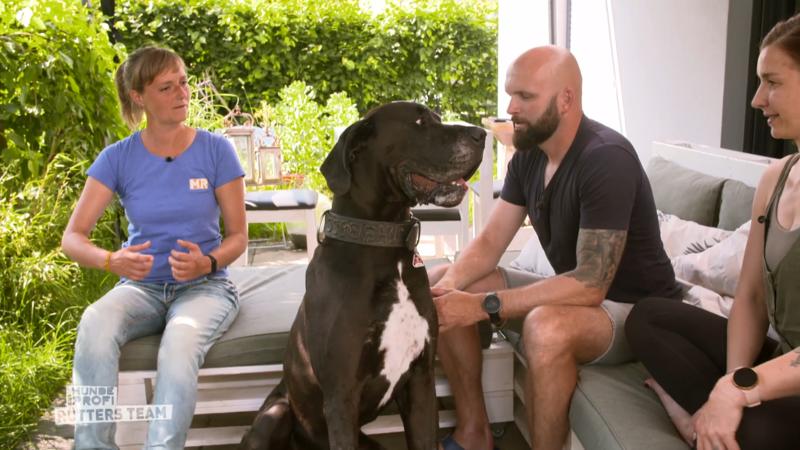 Trainerin Franzi hilft Nils mit seinem Hund Jam