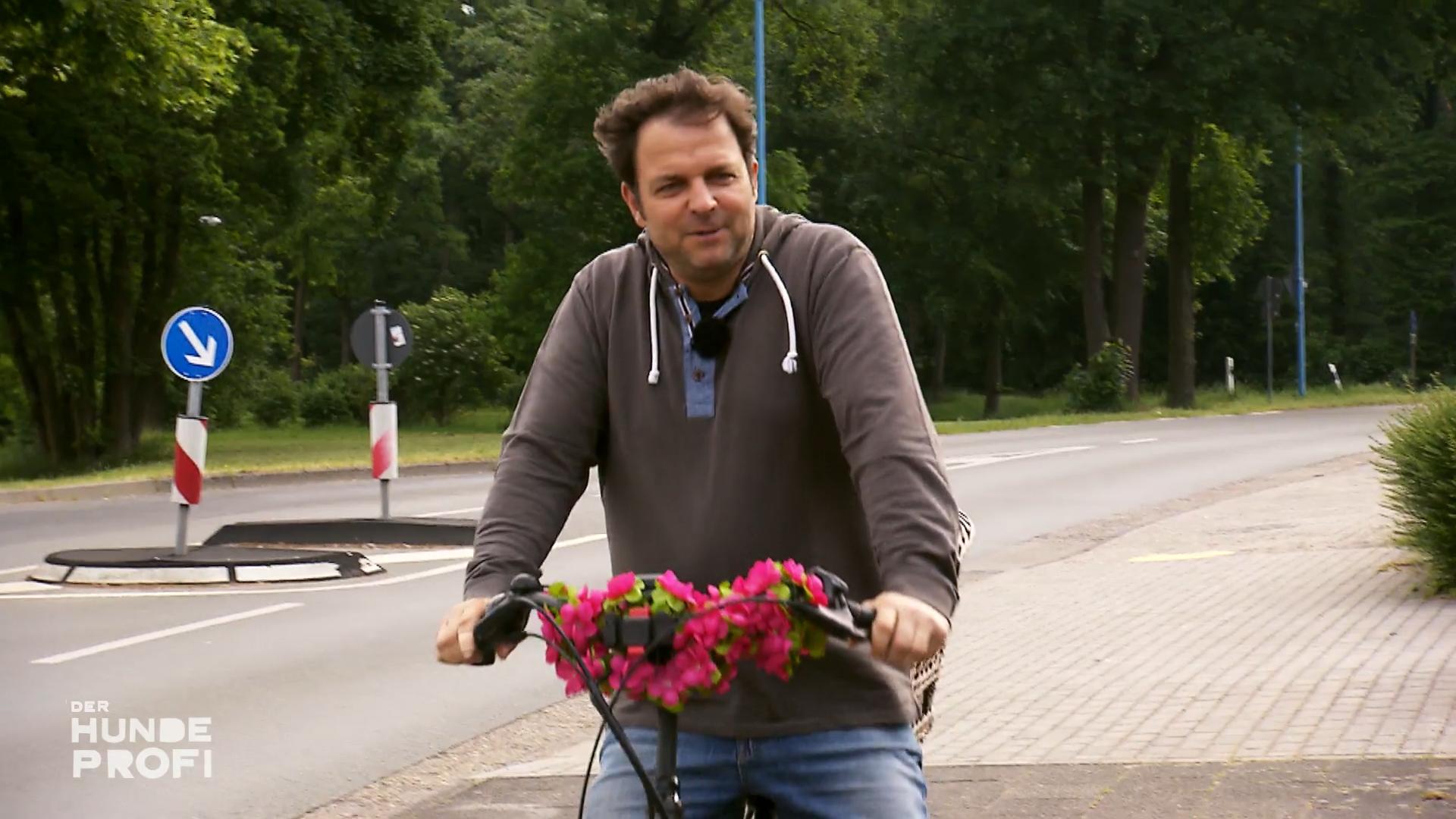 Mit Martin auf dem Fahrrad ist Cosmo ruhig