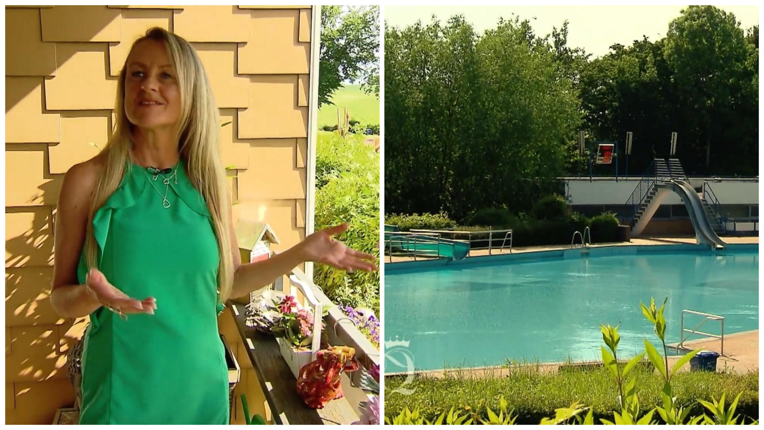 Bettina hat einen riesigen Pool vorm Haus
