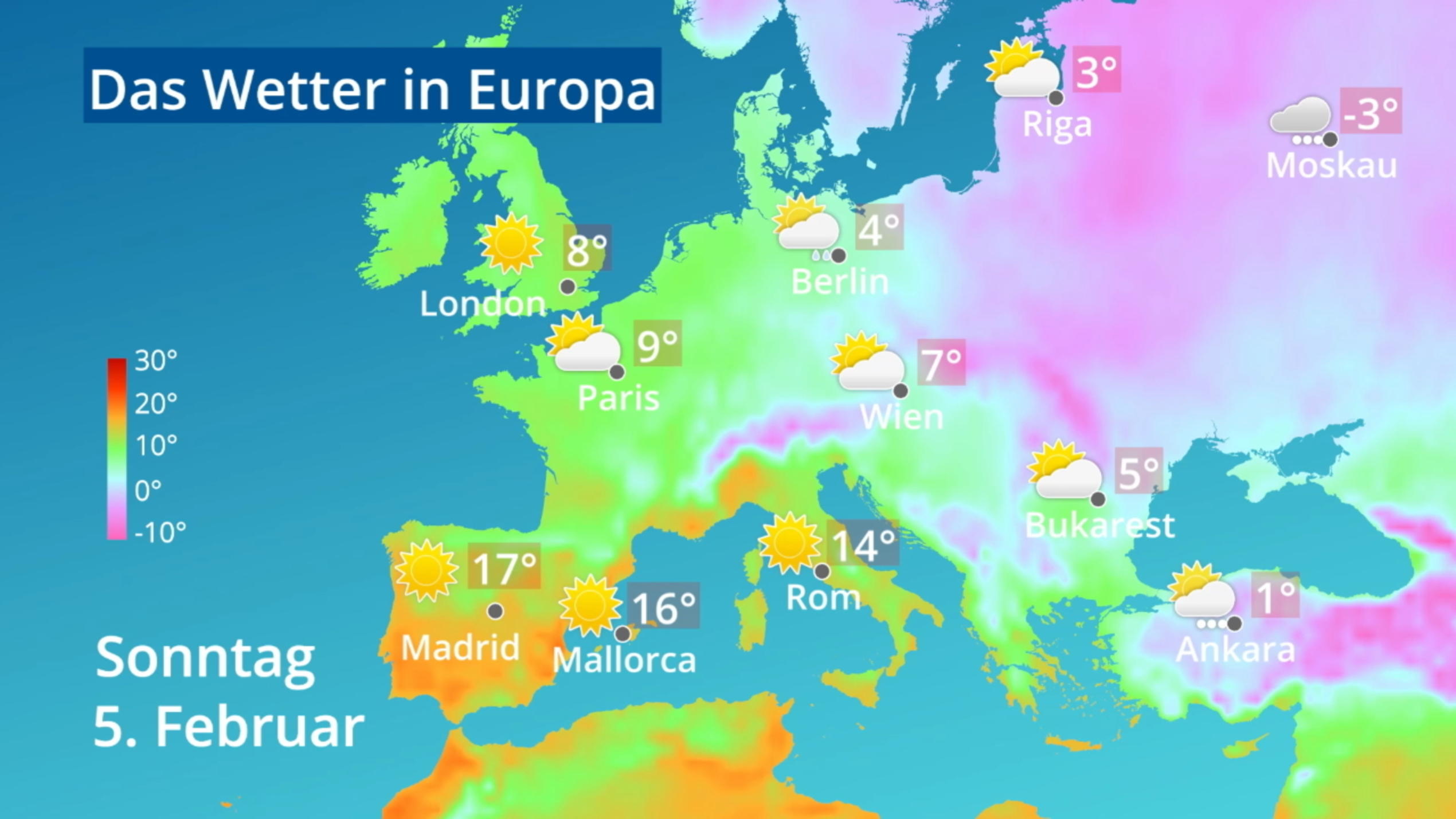 Video 10-Tage-Trend: Temperaturen von Spanien bis zur Türkei