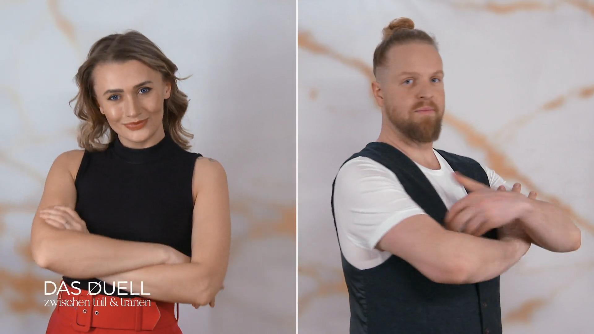 Victoria Halstenbach und Hannes Schrader bauen die Braut auf
