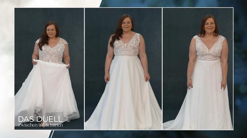 Für welches Kleid entscheidet sie sich?