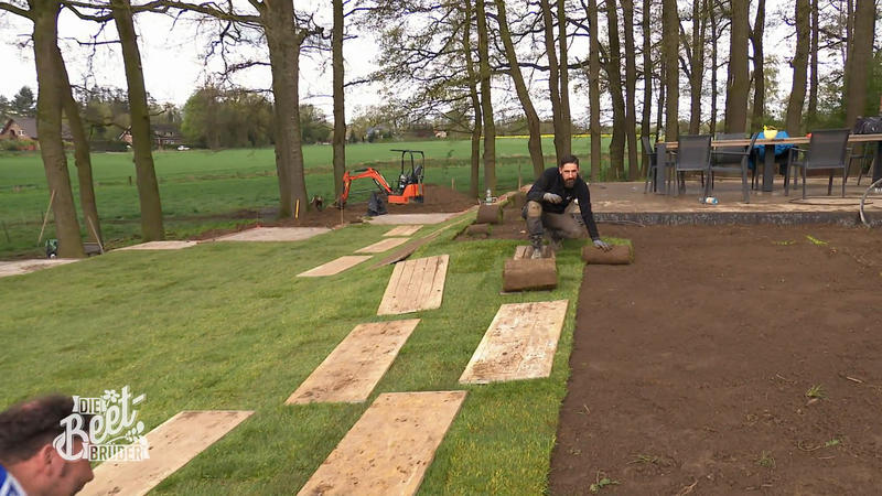 Über 300 qm Rollrasen werden verlegt