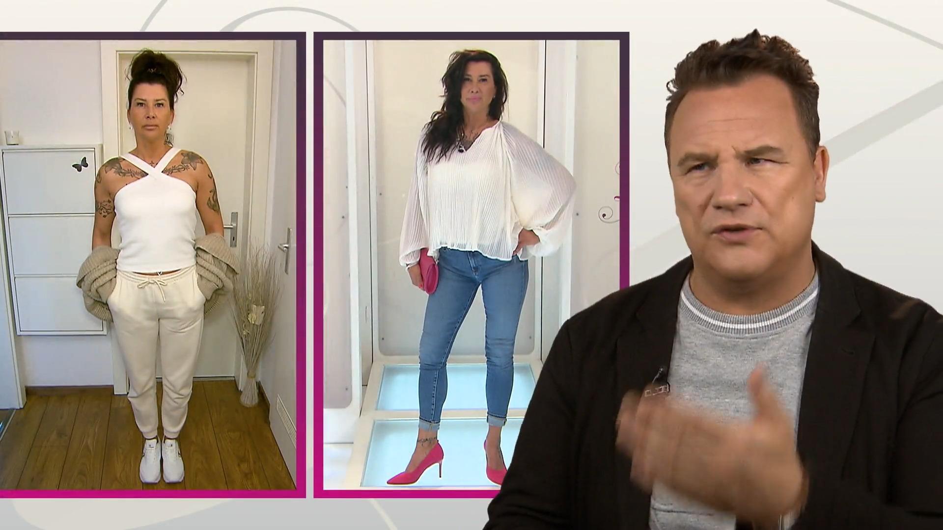 Dunja präsentiert elegante Plissee-Bluse