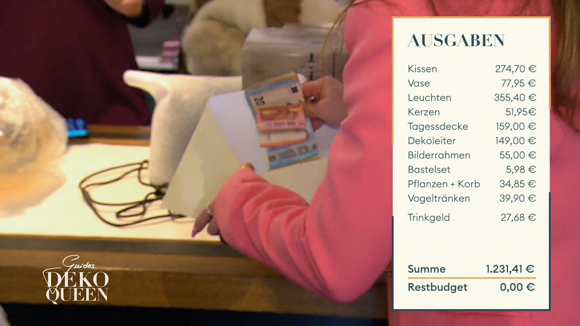 Nadines Budget neigt sich dem Ende zu