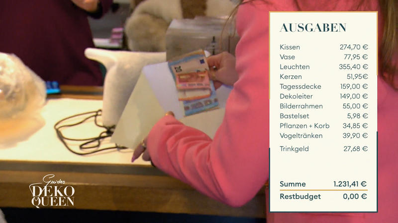 Nadines Budget neigt sich dem Ende zu