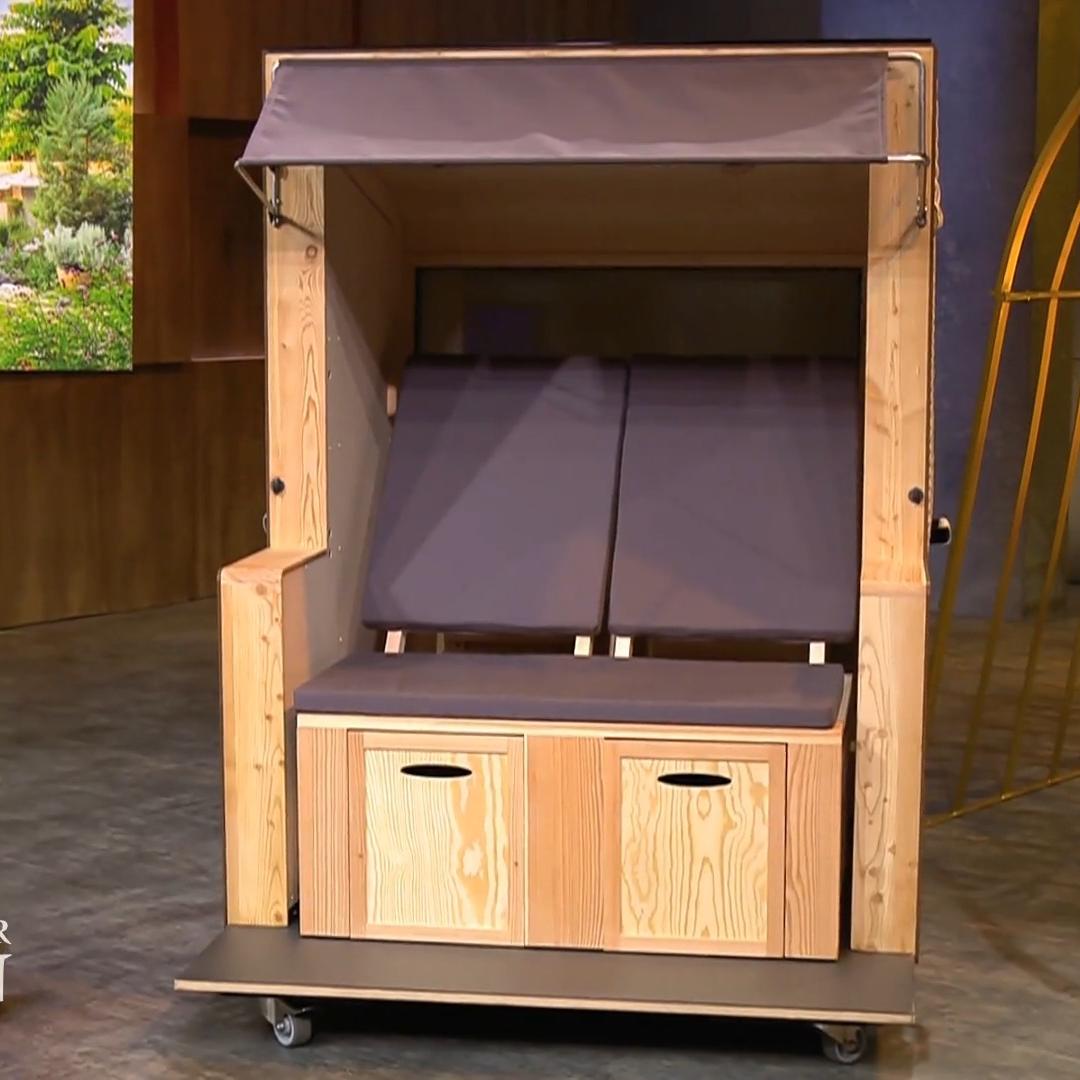Der Strandkorb wird zu einer finnischen Sauna Der Strandkorb wird zu einer finnischen Sauna