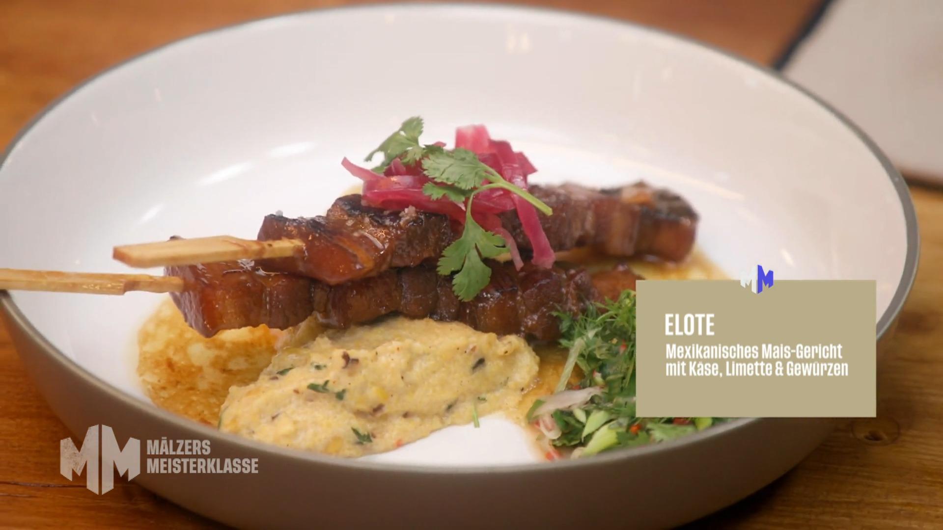 Philipps Gericht: Schweinebauch mit Polenta, eingelegten Zwiebeln und Kräutersalat